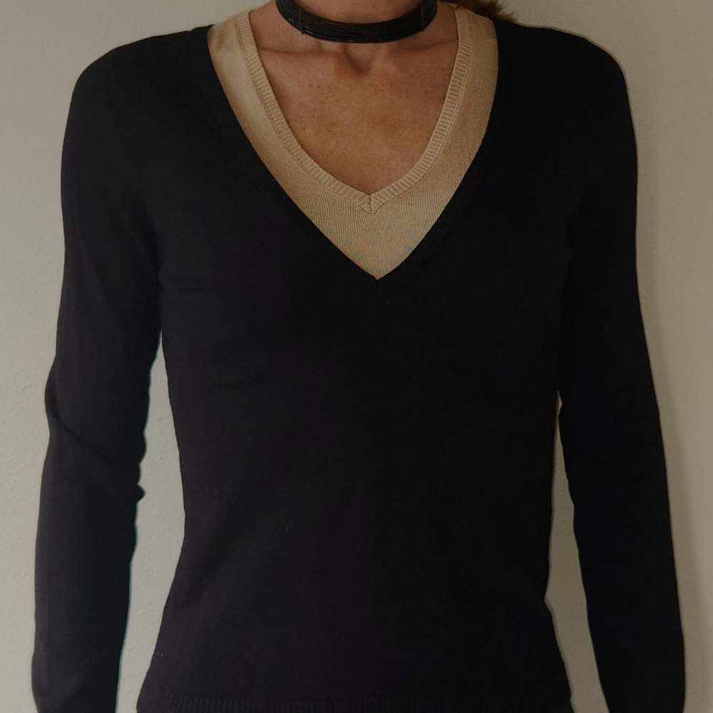 Black and gold V shaped sweater